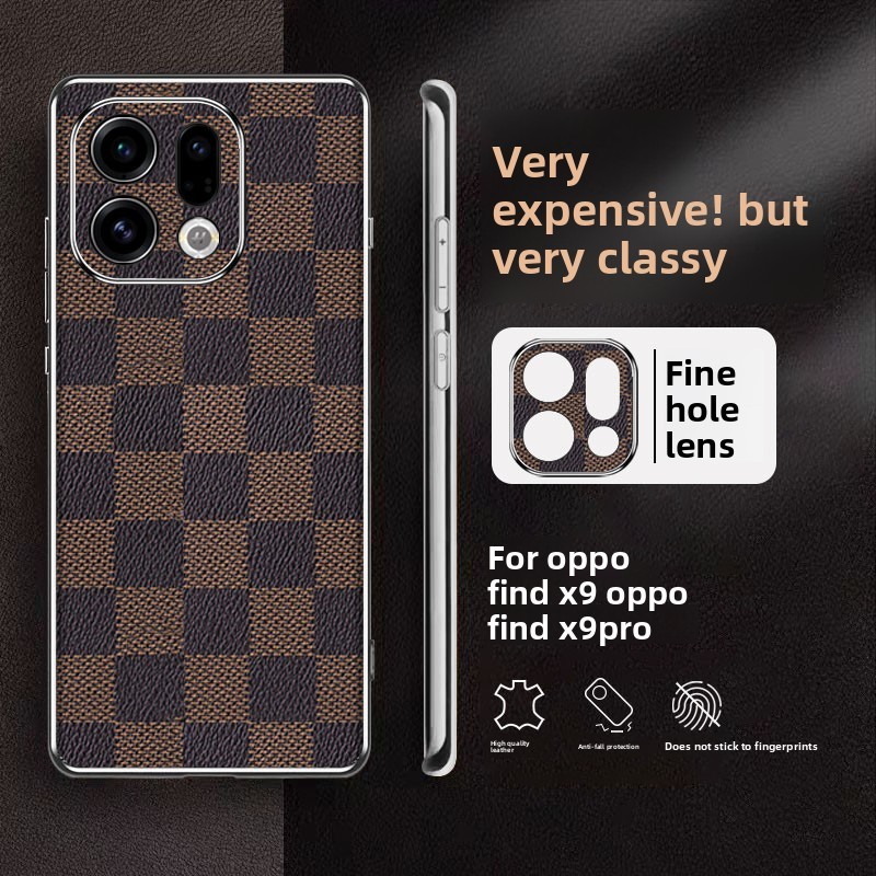 YYN สําหรับ OPPO Find X9 Pro FindX9 Casing Electroplated Checked Grain เคสโทรศัพท์กันกระแทก
