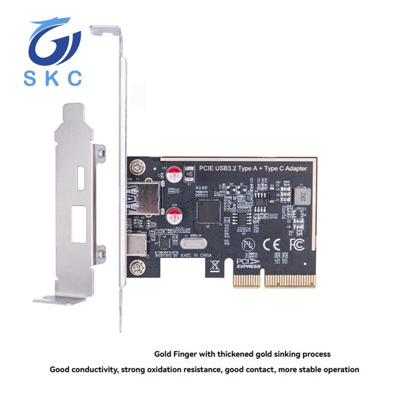 skjsqygxycPCIE USB 3.2 GEN2 10G + ประเภท C 10G อะแดปเตอร์ PCI Express X4 การ์ดขยาย Riser ASM1142 ชิป