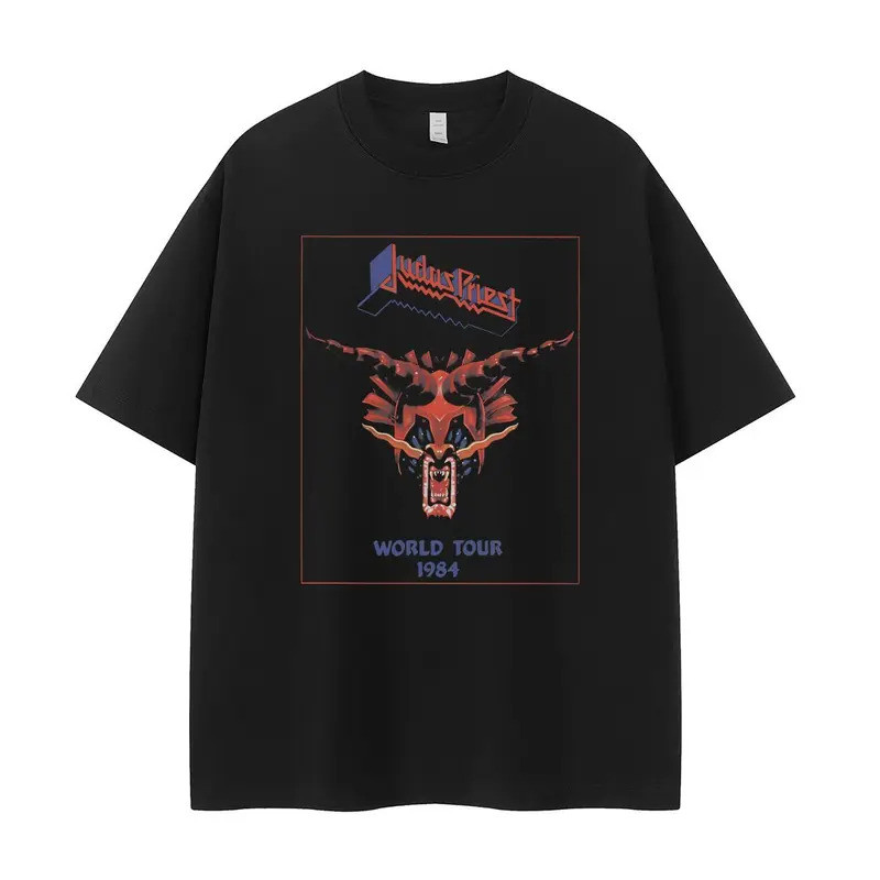 เทรนด์ใหม่ Judas Priest Jodas Saints Band Retro American Street Vtg Loose Rock เสื้อยืดแขนสั้นสําหรั