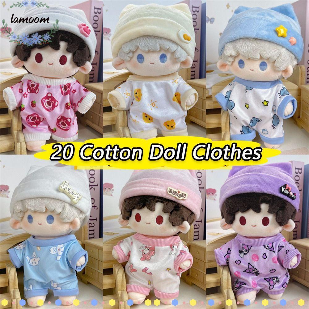 Lamoo เสื้อผ้าตุ๊กตาผ้าฝ้าย 20 ซม., Labubu/Kulomi/Melody ตุ๊กตาการ์ตูนชุดเจ้าหญิง, คอสเพลย์ตุ๊กตาทํามือ