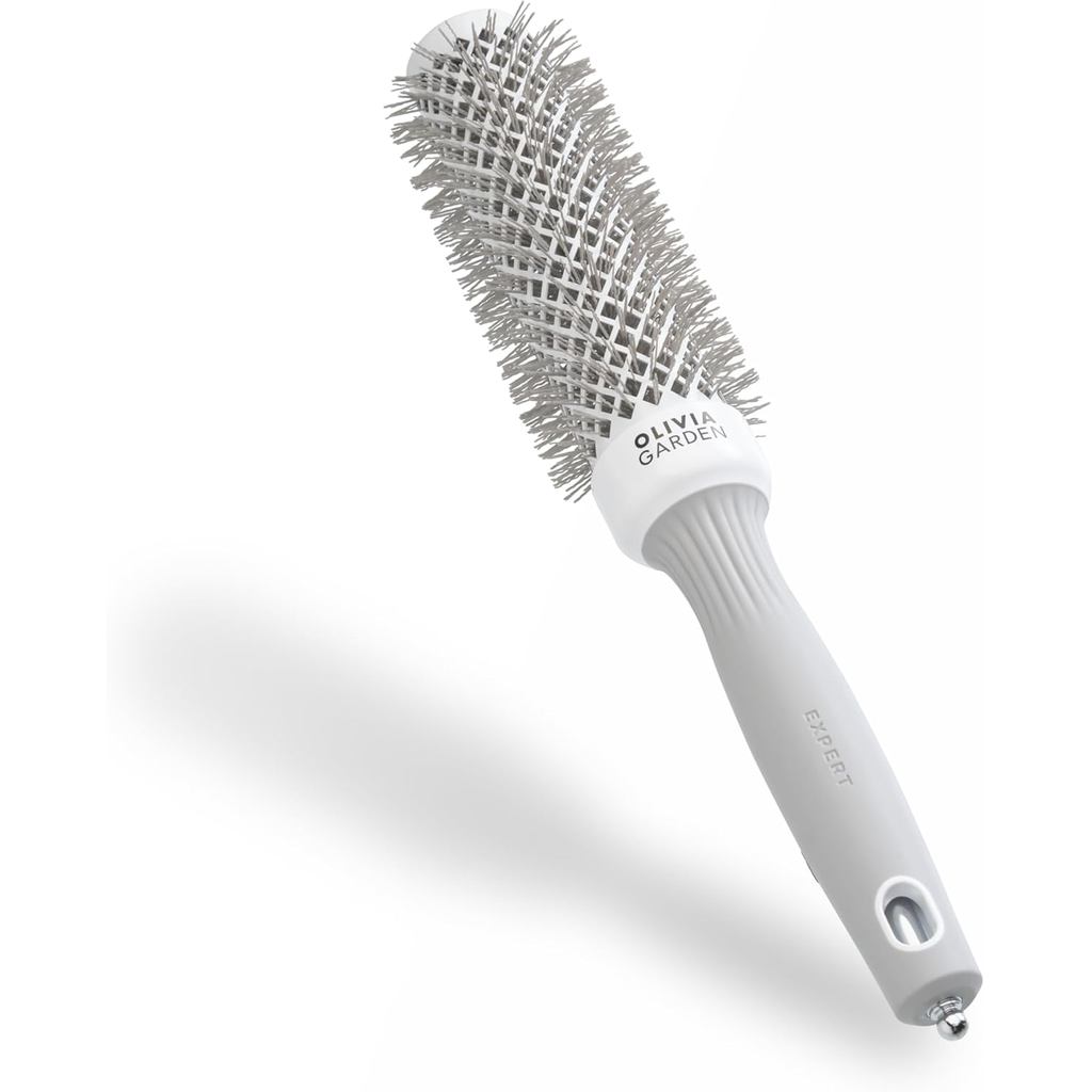 Olivia Garden Expert Blowout Speed – White & Grey - 35 - แปรงกลมเคลือบเซรามิกพร้อมบาร์เรลยาวพิเศษสํา