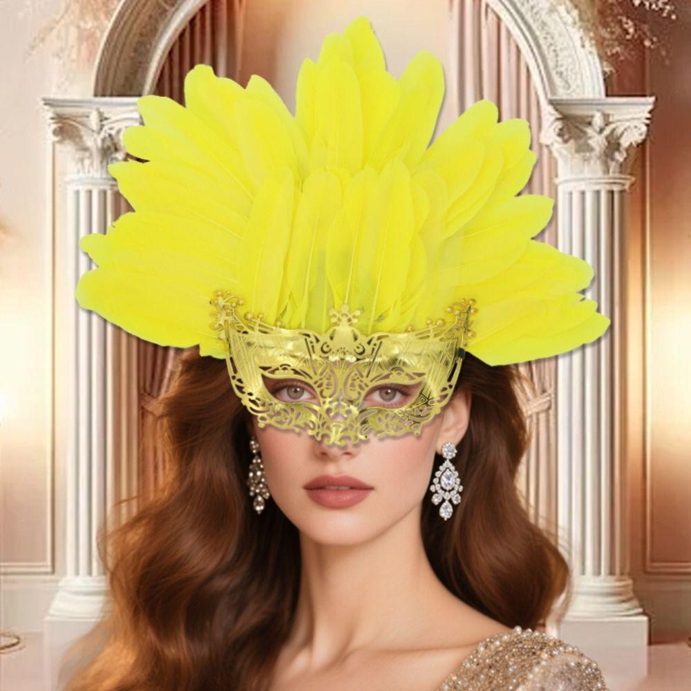 FENGHA หน้ากากสวมหน้ากากขนนก, บุคลิกภาพแปลกใหม่ Carnival Headpiece, Headwear แฟชั่นตลกน้ําหนักเบาหน้ากากฮาโลวีนการแสดงบนเวที - รูปที่ 5