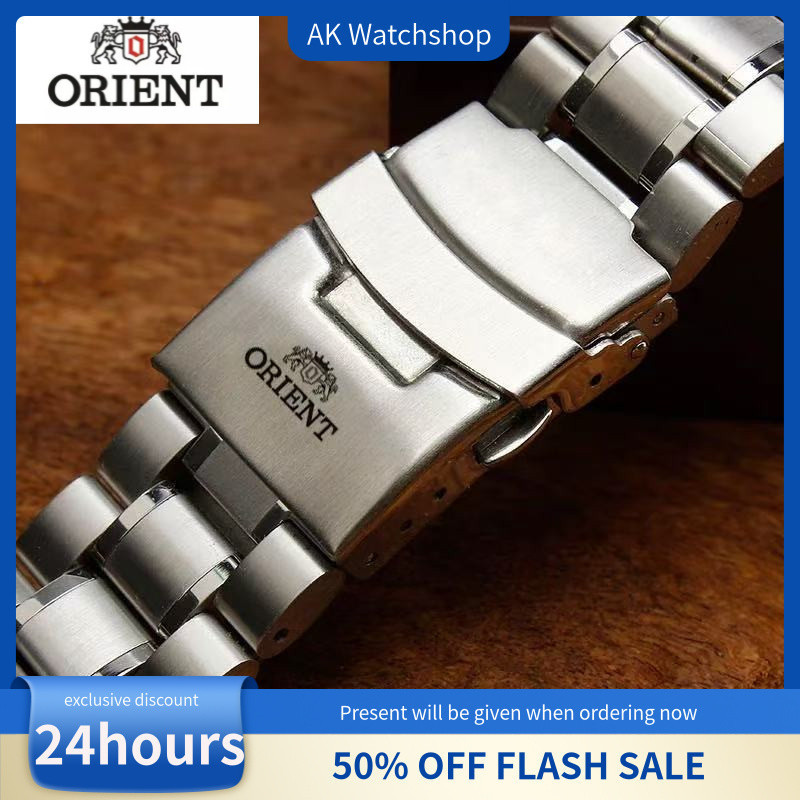 Orient สายนาฬิกาสแตนเลสแข็ง 18 มม. 20 มม. 22 มม. – สร้อยข้อมือสํารองสําหรับผู้ชาย s Orient Bambino, Ray, Mako, & More