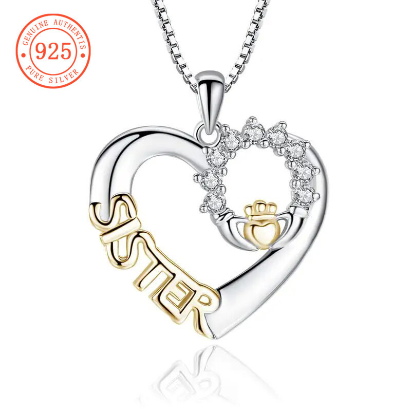 SHEFULI ใหม่ Simple Heart Letter Crown Best Friend สร้อยคอ CSX659