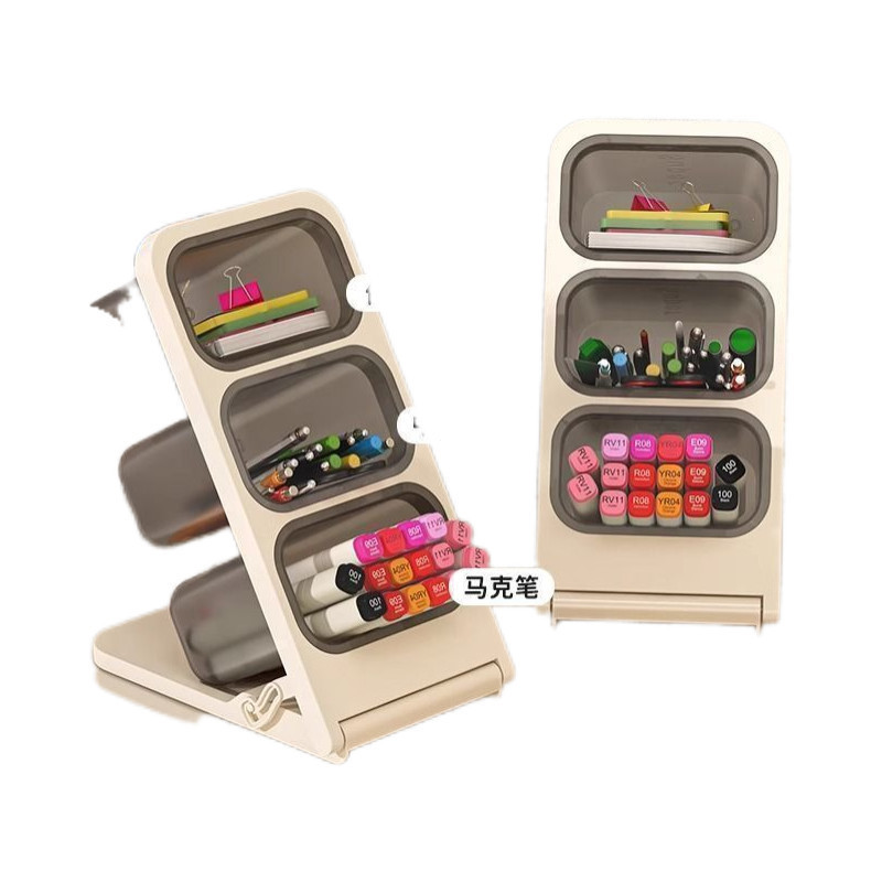 TB Spot Goods#Slanted Pen Holder Large Capacity Marker Storage Box Student Desktop Acrylic Children'