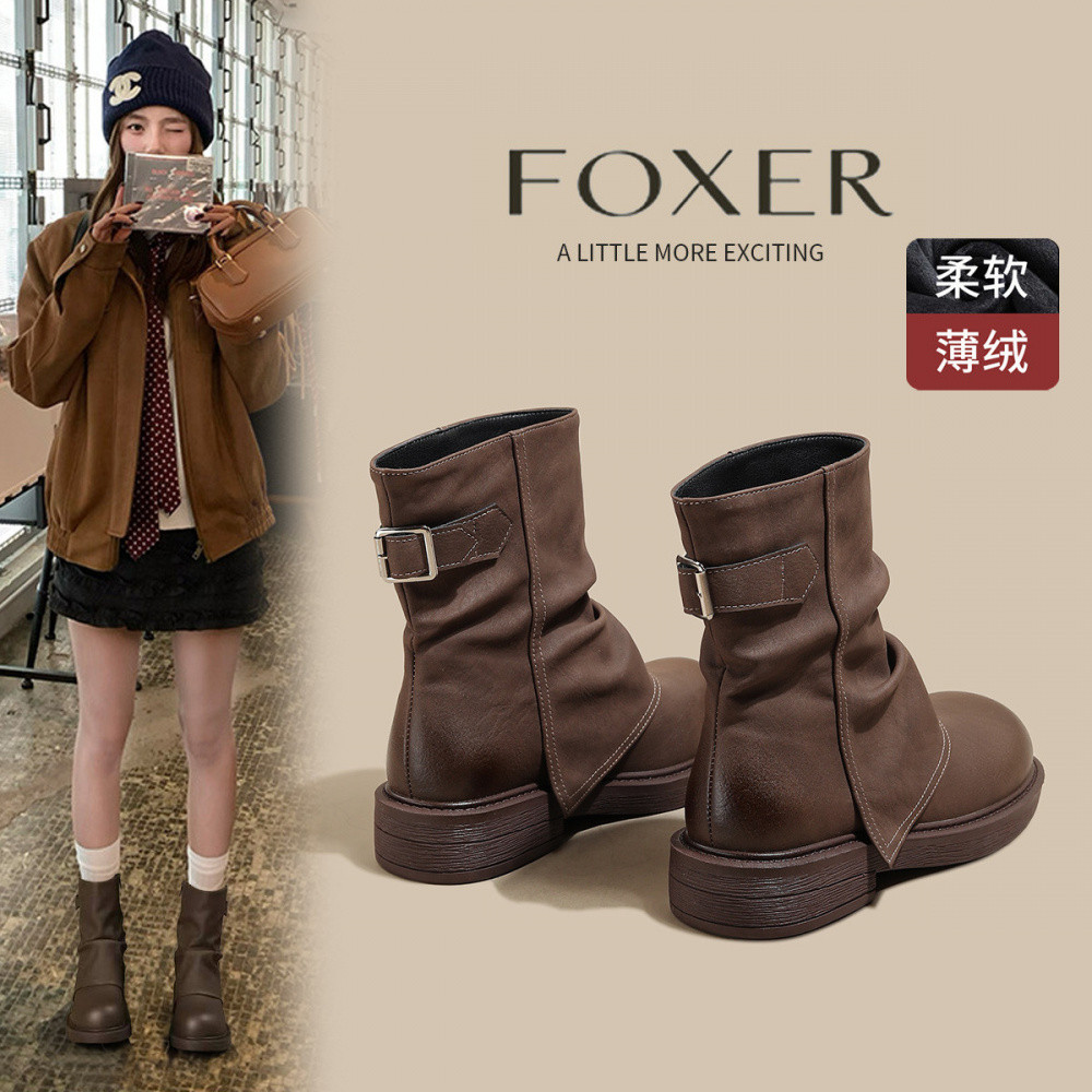 FOXER รองเท้าบูทผู้หญิงสไตล์ใหม่ ซับขนแกะ สวมใส่สบาย และกันลื่น สำหรับฤดูหนาว