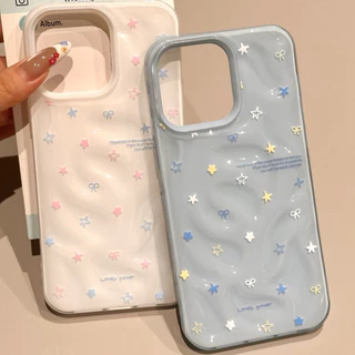 มารุ่นใหม่ เคสโทรศัพท์17 ดีไซน์ดาวระบายและโบว์ เคสนิ่มอุกกาบาต For IPhone17 11 12 13 6/7/8 14 15PLUS 16ProMAX XR XSMAX
