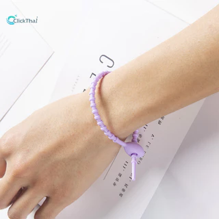 ที่รัดสายชาร์จ ที่รัดสายชาร์จสายรัดสายเคเบิลข้อมูลพวงกุญแจกระเป๋าเครื่องประดับซิลิโคนลูกอ๊อดหลากสีสัน สีสันซิลิโคน