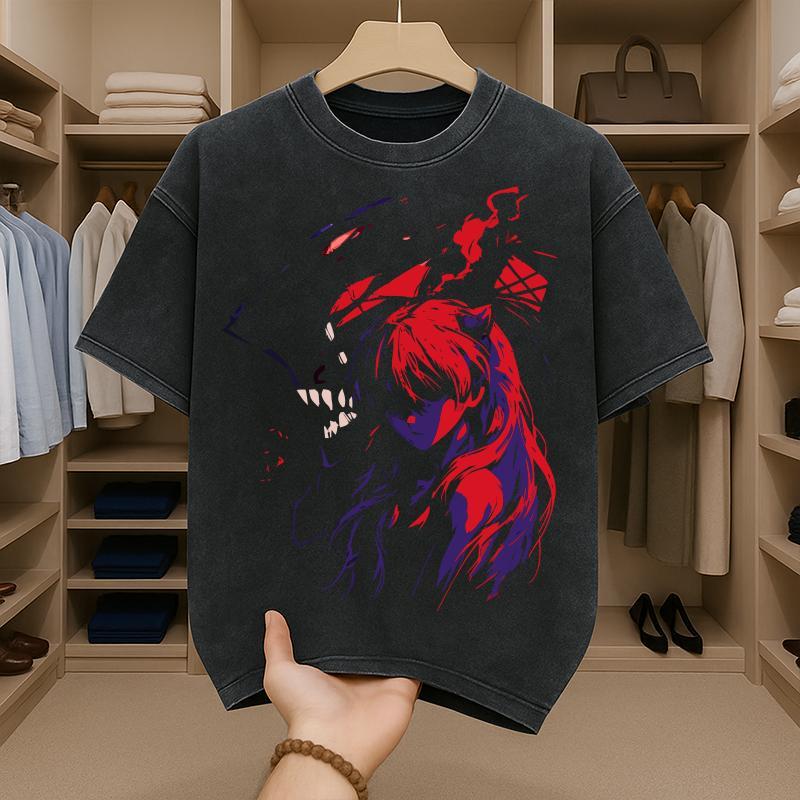 เสื้อยืดฟอกเท่ๆ oversizeผู้ชาย สกรีนลายการ์ตูนอนิเมะหน้า-หลังเท่ๆ เสื้อสีฟอกสตรีทแฟชั่น สไตล์เมกาสุดฮิต ผ้าฝ้าย100% ราคา ถูกที่สุด ดีลบีเคเค แกลเลอรีภาพที่ 2