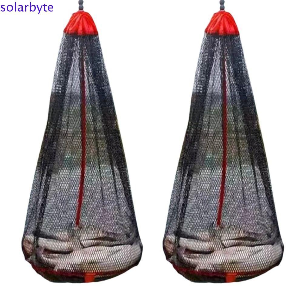 ถุงตาข่ายตกปลา SOLARBYTE พร้อมตะกร้ามีเชือกรูด ใส่ปลาสด พับเก็บง่าย ทนทาน