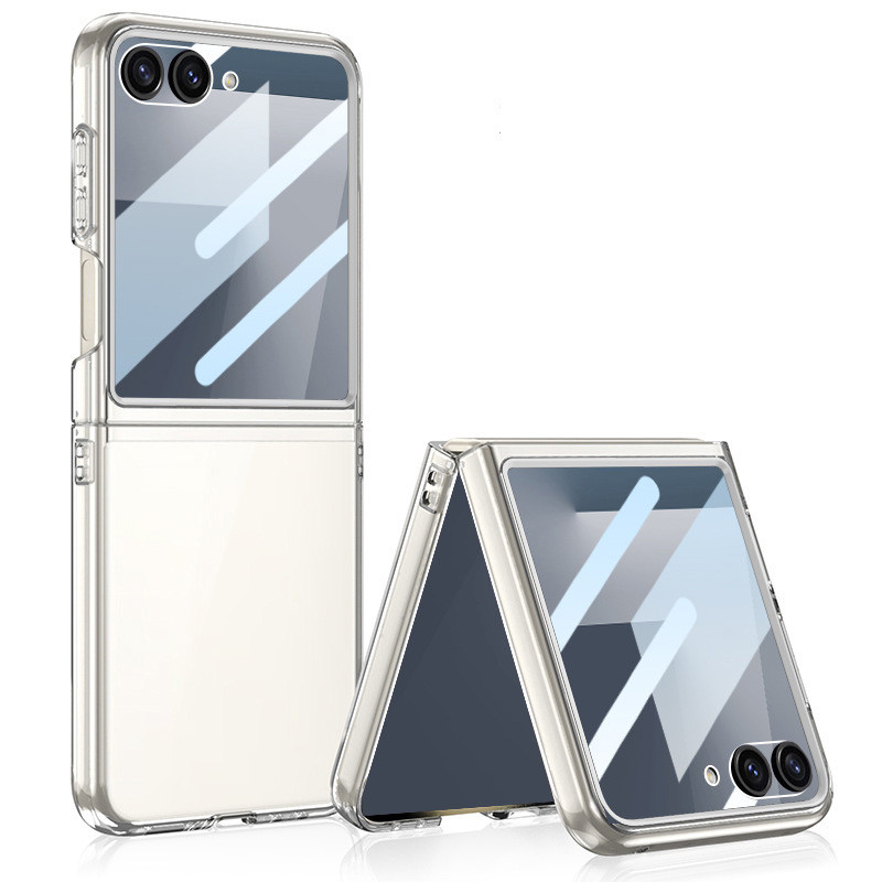 สําหรับเคสโทรศัพท์ Samsung Galaxy Flip 7 Flip 7 เคสฟิล์มเคสในตัวโปร่งใสเปลือก Flip 7 บางเฉียบ