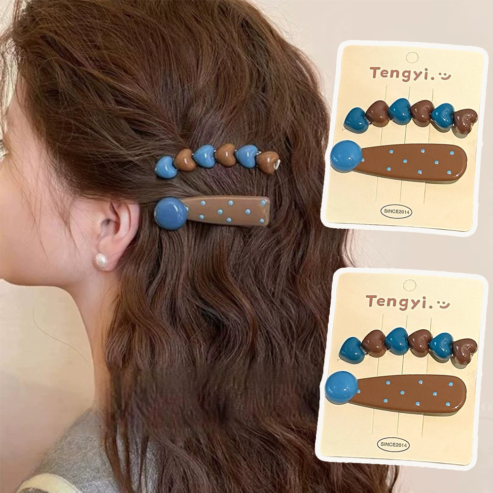 กิ๊บติดผมdot designสีcontrast แบบหัวใจ duckbill สำหรับผู้หญิงและสาวๆ