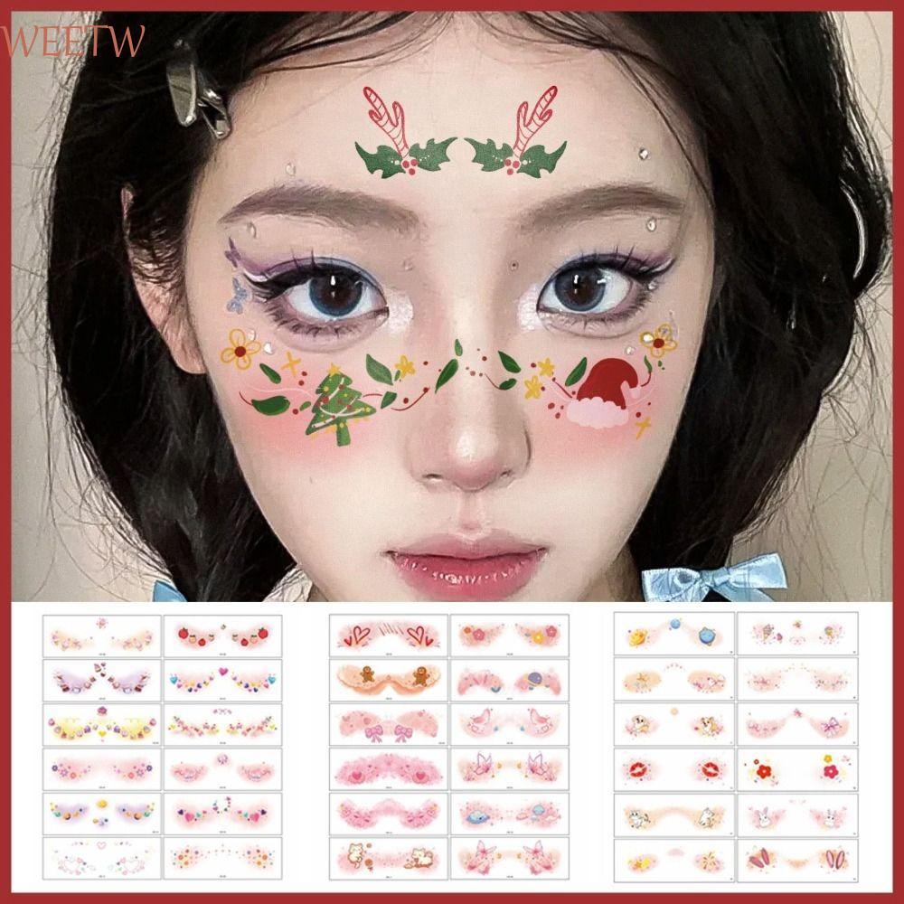 สติกเกอร์แต่งหน้าน้องซานตา 12 ชิ้น กันน้ํา ใช้งานได้นาน สำหรับปาร์ตี้เทศกาลคริ스MASและHALLOWEEN