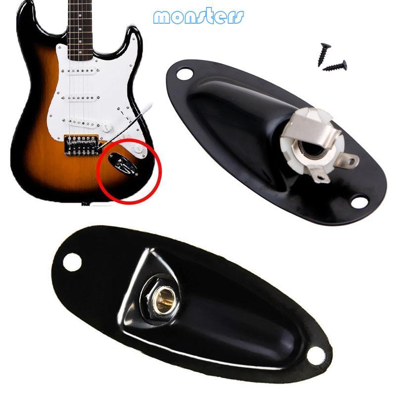 Mon Black Boat Input Output Jack Plate Socket With Screws For Guitar