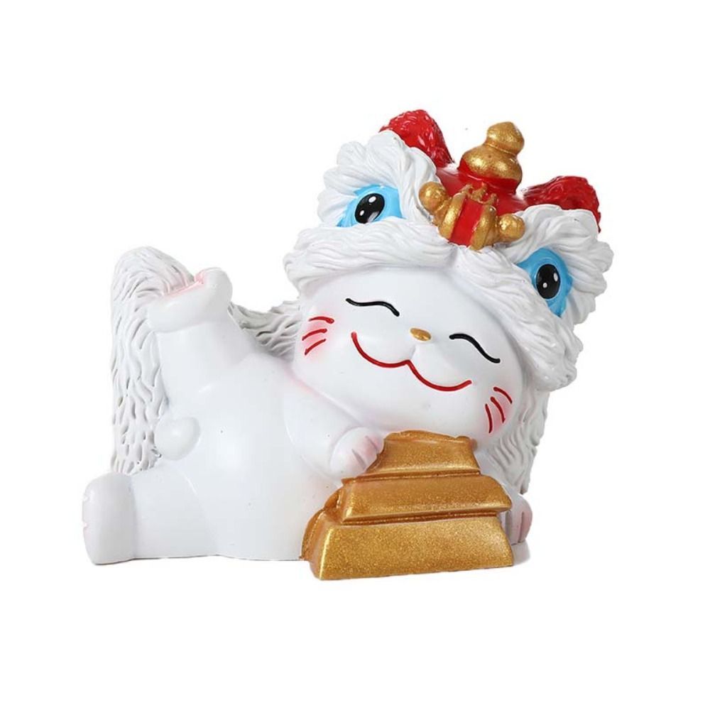 CHROM เครื่องประดับตั้งโต๊ะแมวกวักมือ, Kawaii ความมั่งคั่ง Lucky Cat Sculpture, ประติมากรรมสัตว์ตกแต่งตุ๊กตาน่ารักปีใหม่รูปปั้นแมว Mantle Display - รูปที่ 4