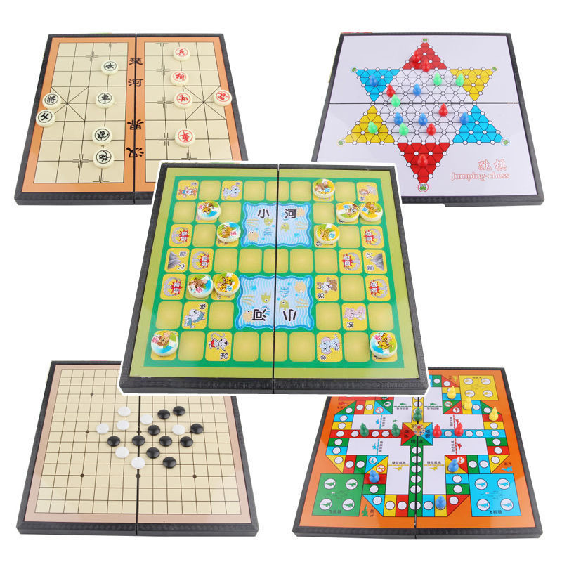Flying Chess, Animal Chess, Checkers, Foldable Magnet Chessboard, Portable Board