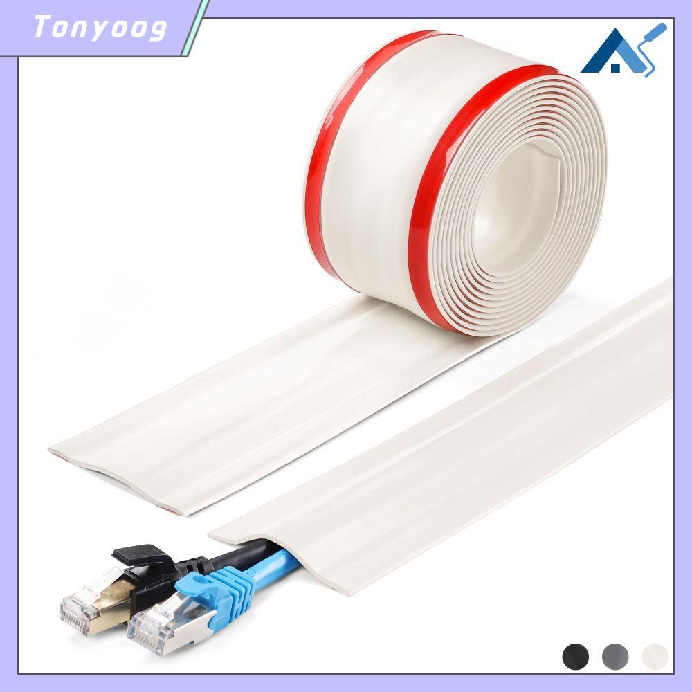 TONYOOG ฝาครอบสายเคเบิลพื้น PVC 1m Self กาวผนังลวดคอนซีลเลอร์ Professional Soft สายไฟ Raceway Basebo