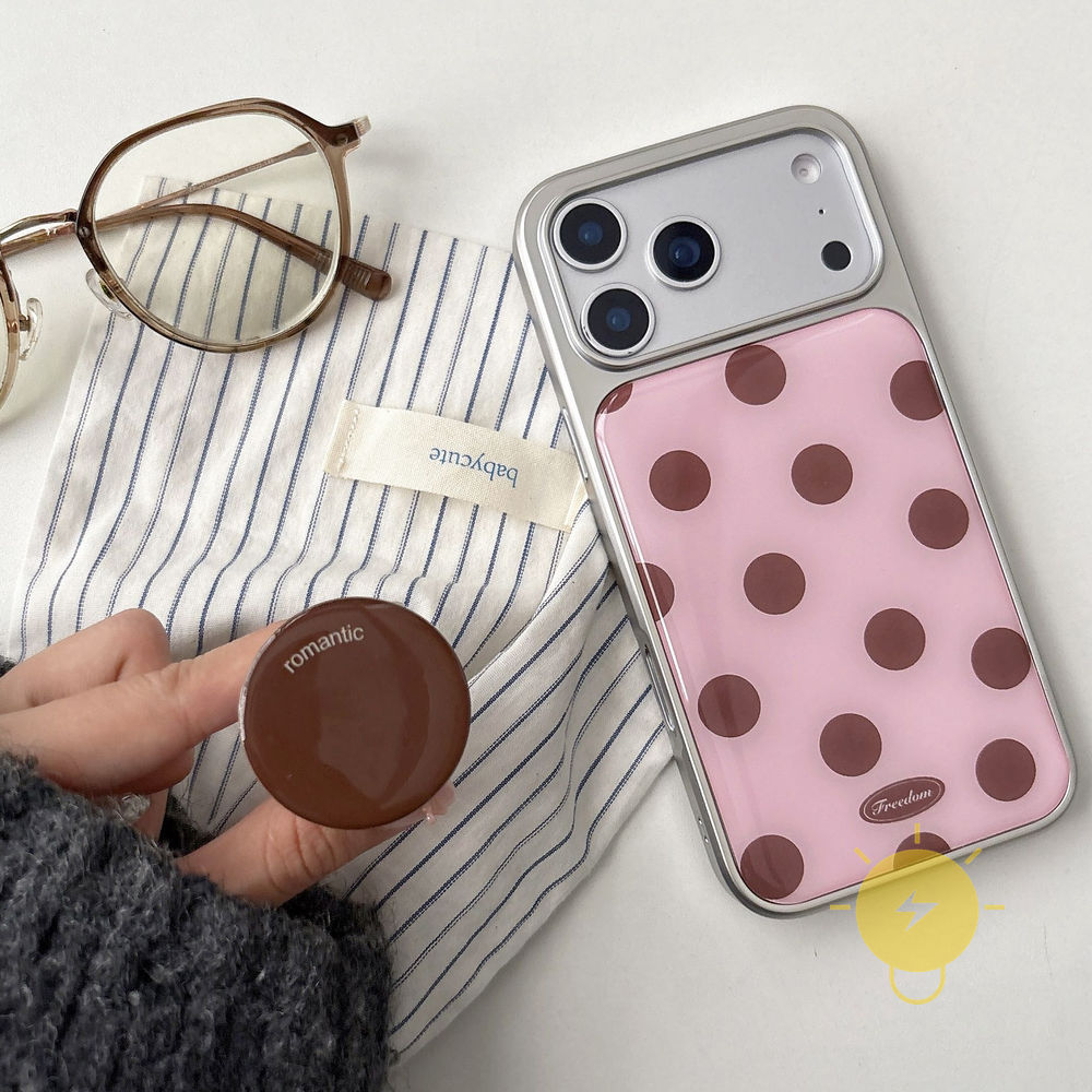 For เคสไอโฟน with Griptok TPU Polka Dot Plating เคส Phone Case For iPhone 17 Pro Max 16 15 14 13 Cover  Aesthetic Korean Cute