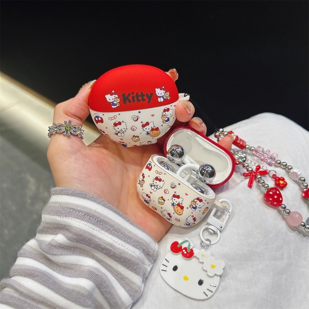 สําหรับ Huawei freeclip2 หูฟัง 3D การ์ตูนโบว์สีแดง helloKitty เคสป้องกัน freebuds7i anti-drop cover se4ANC soft case airpodspro3rd generation หูฟังบลูทูธ 6i se2