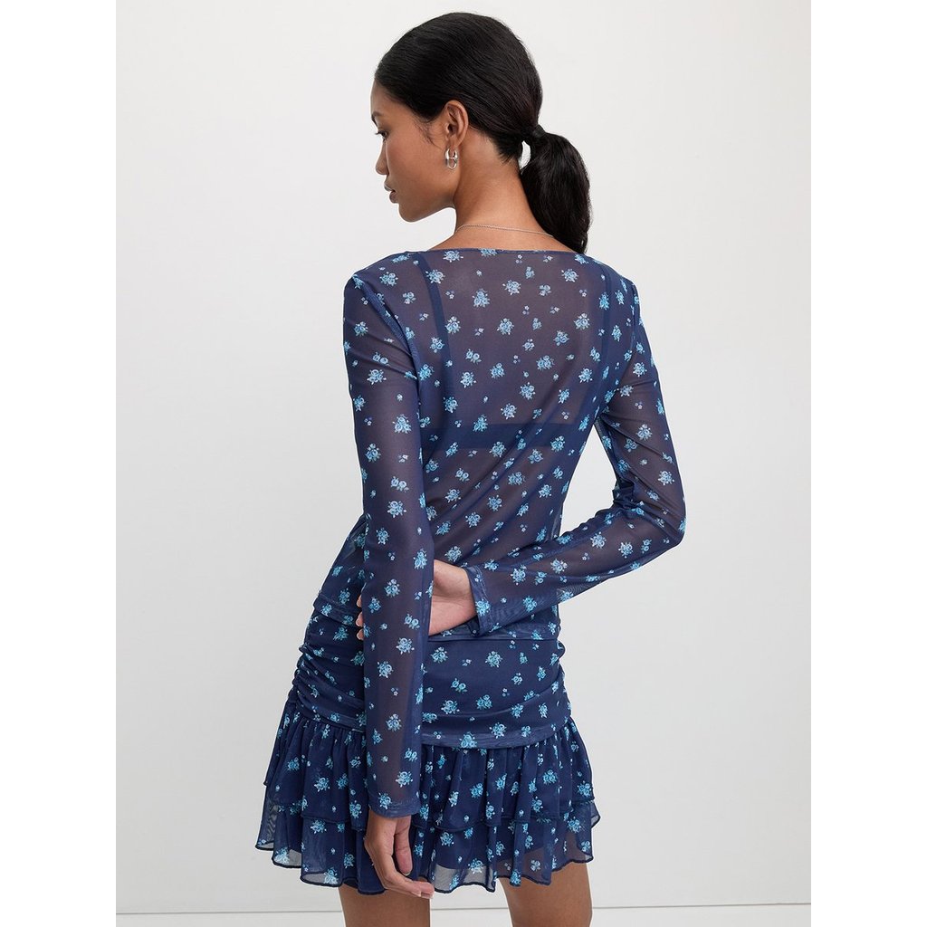 [Pomelo] เสื้อซีทรูลายดอกไม้ / Floral Sheer Mesh Blouse — صورة 5