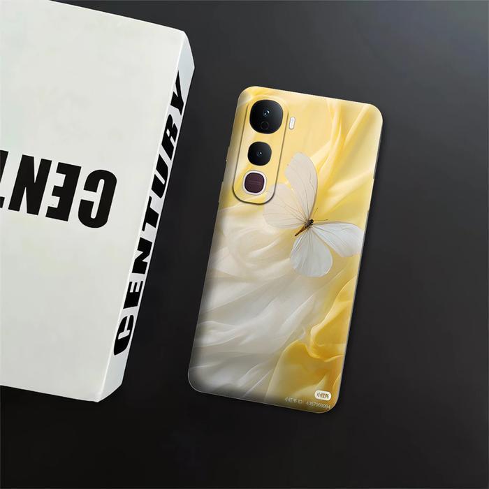 Softcase Viv0 Y400 4G / Y400 5G / Y04s / Y04 / Y29 4G / Y29 5G - Kesing - Motif Butt3rfly - Macaroon