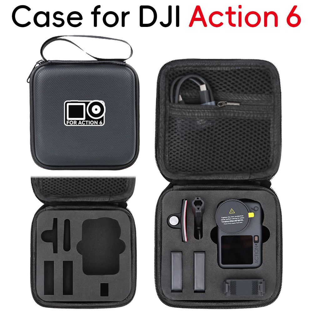 สําหรับกระเป๋าเก็บ DJI Osmo Action 6, ชุดกล้องกีฬา, กระเป๋าถือ, กล่องอุปกรณ์เสริมป้องกันการหล่น, กล่องกลางแจ้ง, กระเป๋าป้องกัน DJI Action 6