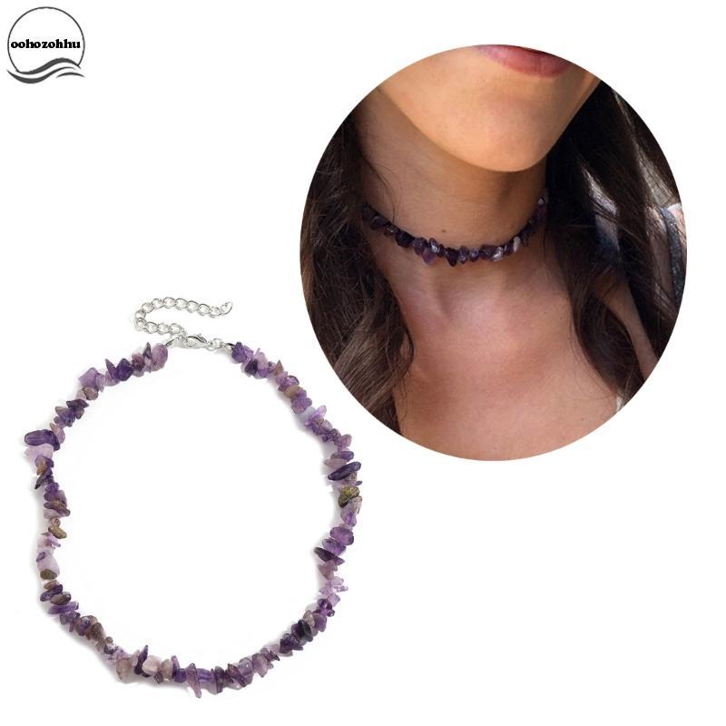 Colorful Natural Stone Choker Bohemia Gravel Beaded Grunge Necklace For Women