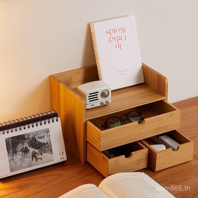 ตู้เก็บของ กล่องจัดระเบียบกล่องเก็บของเครื่องประดับเครื่องสําอางป้องกันฝุ่นในครัวเรือนลิ้นชักไม้เดสก