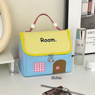 กระเป๋าเครื่องสำอาง Dopamine Small House กระเป๋าเครื่องสำอางแบบพกพาสำหรับผู้หญิง กันน้ำ ใส่ของได้เยอะ ส่งไวจากไทย
