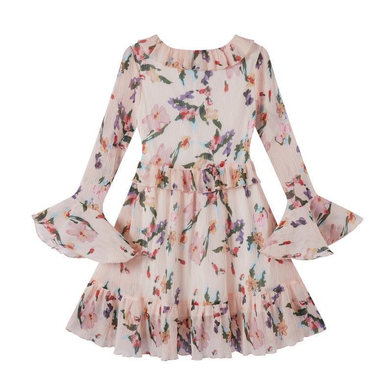 กระโปรงพิมพ์ลายดอกไม้แบบจับจีบ MLa Vague Tea Break