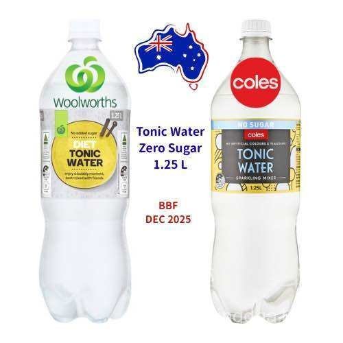 Tonic Water Zero Sugar/Diet (Woolworths/Coles) 1.25 ลิตร (BBF DEC 2025)
