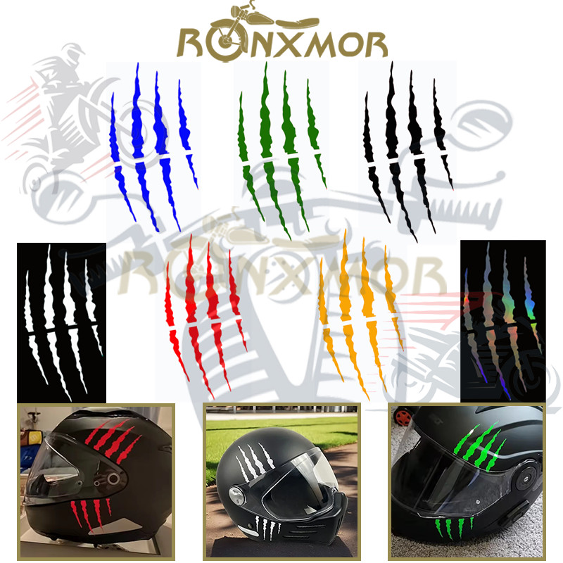 RONXMOR 1PC รถจักรยานยนต์ Monster Claw Scratch สติกเกอร์รถจักรยานยนต์กันน้ําสําหรับหมวกกันน็อคมอเตอร์ไซค์ถังน้ํามันสกู๊ตเตอร์ไฟฟ้าไวนิล Decals ตกแต่งหมวกกันน็อค Body ตกแต่งสติก