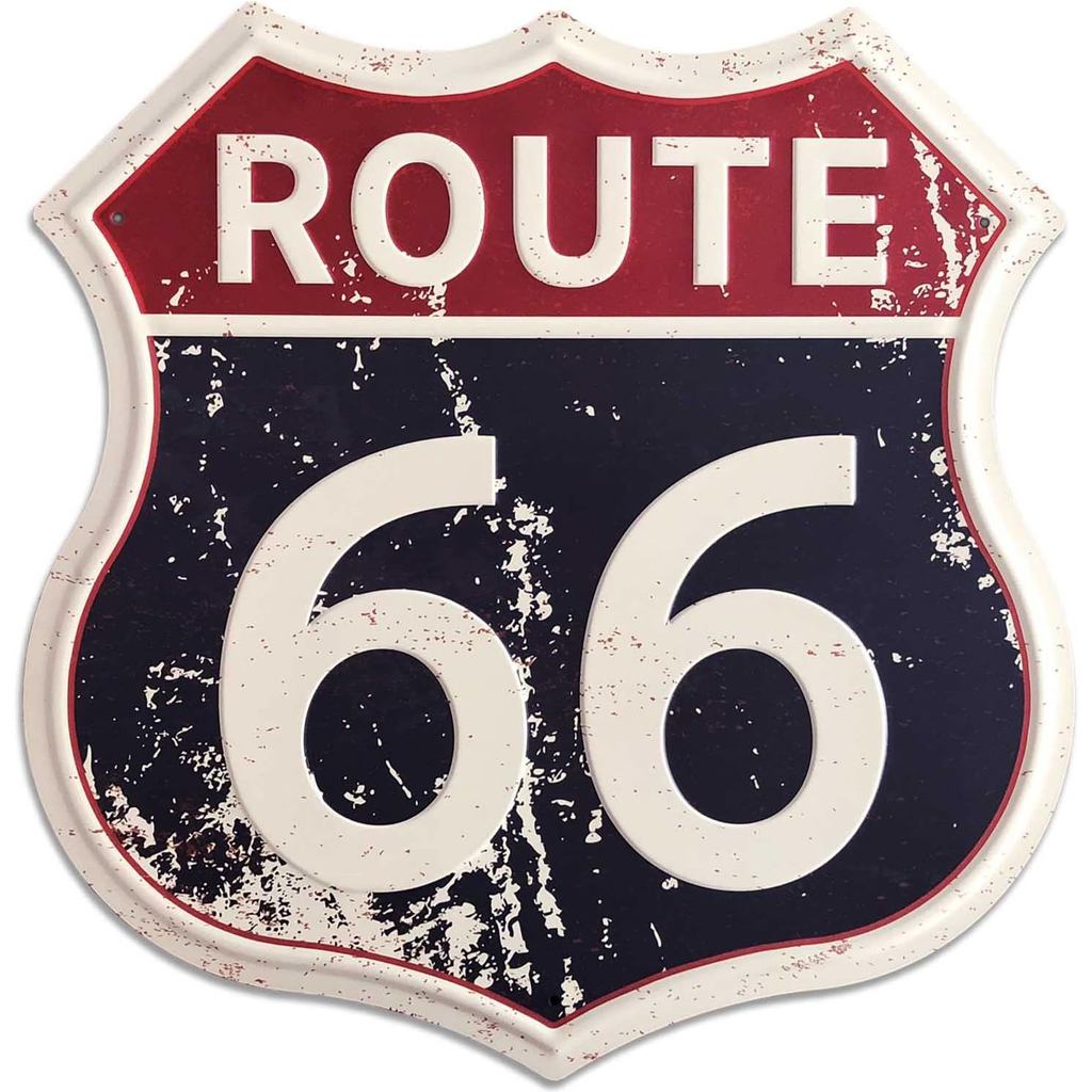 เส้นทาง 66 ป้าย Vintage Road Signs ป้ายดีบุกโลหะกําลังสูงสําหรับตกแต่งผนัง 12 "x 12" (เส้นทาง 66)