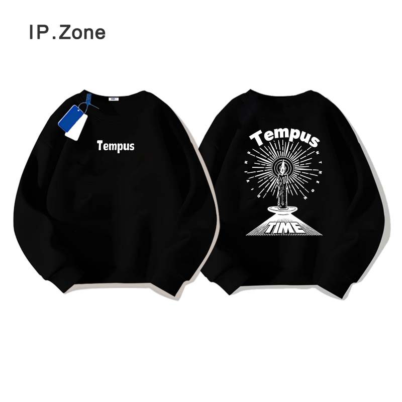 Sweatshirts สีดำสนิท ใส่ได้ทั้งชายและหญิง หลวมและสะดวกสบาย สไตล์เรียบง่าย (ส่งเร็ว จัดส่งจากไทย)