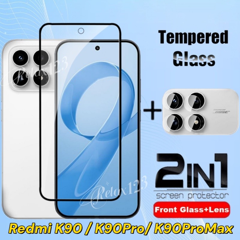 สําหรับRedmi K90 Pro Max 5G 2IN1 Full Screen ProtectorกระจกนิรภัยสําหรับXiaomi Redmi K90 K90Pro K90P