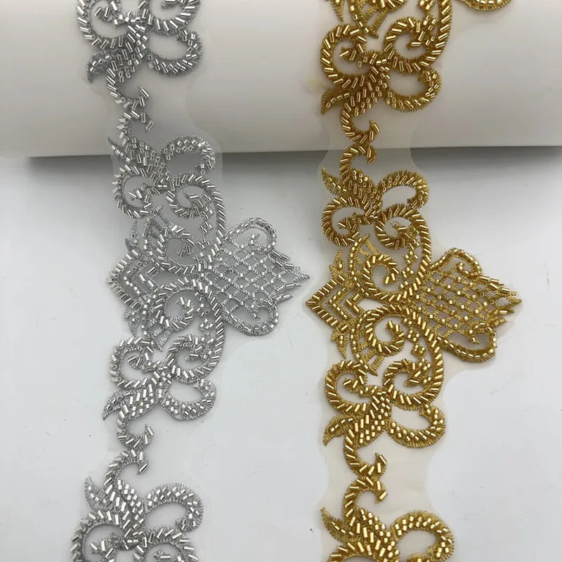 4.5yards Beaded Embroidered  Trim for Bridal Wedding  craft for DIY garment