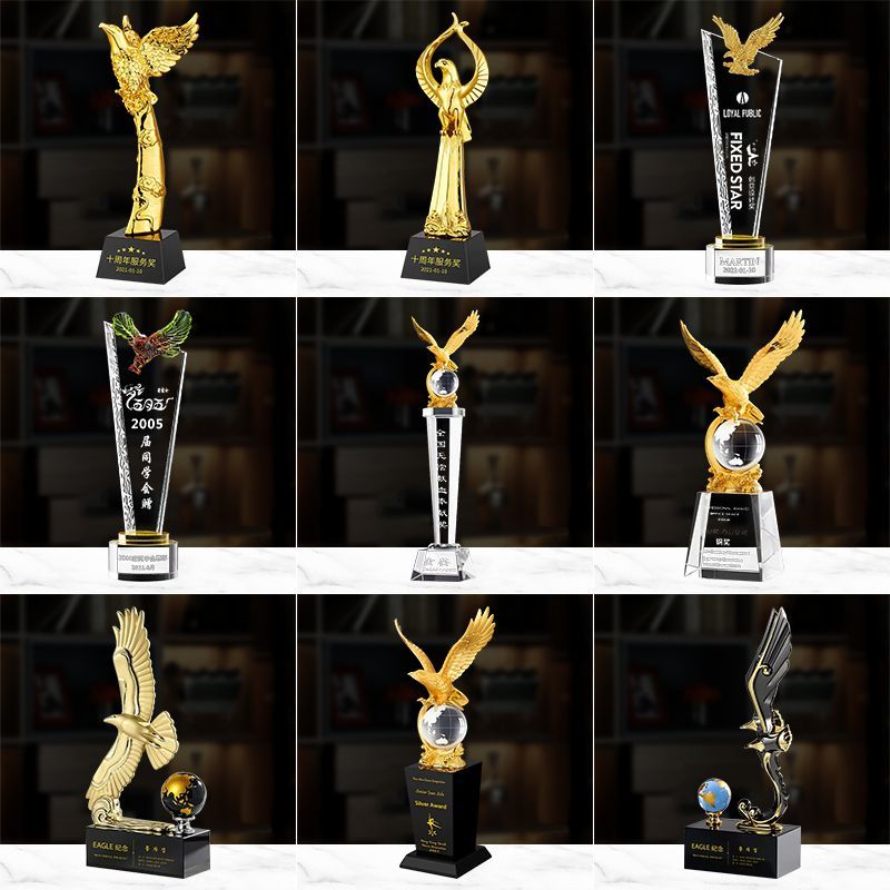 Eagle Series Trophy Eagle Trophy K9 Crystal Trophy โลหะ Eagle Elite Crystal Trophy ที่กําหนดเอง Crea