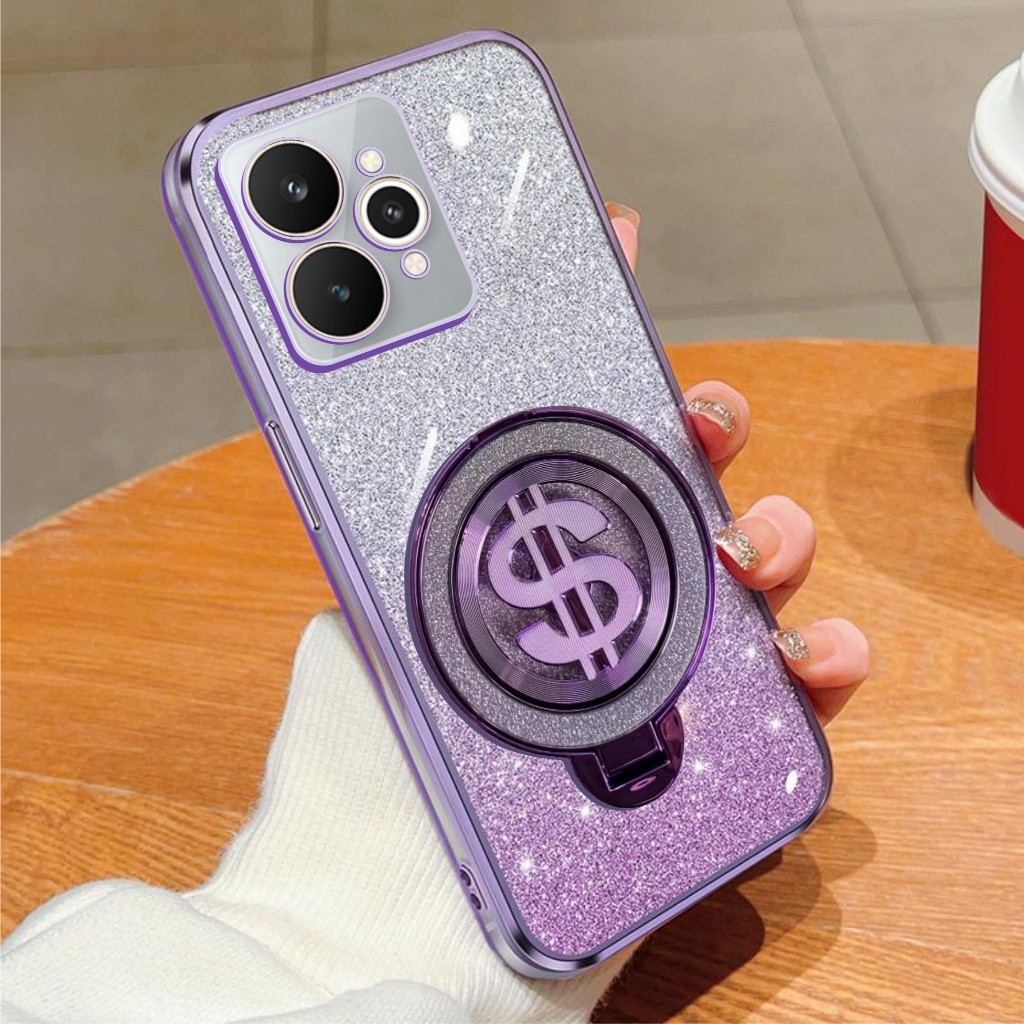 เคสนิ่ม Realme 15/15 Pro 5G Glitter Dollar Ring Stand การชาร์จไร้สาย