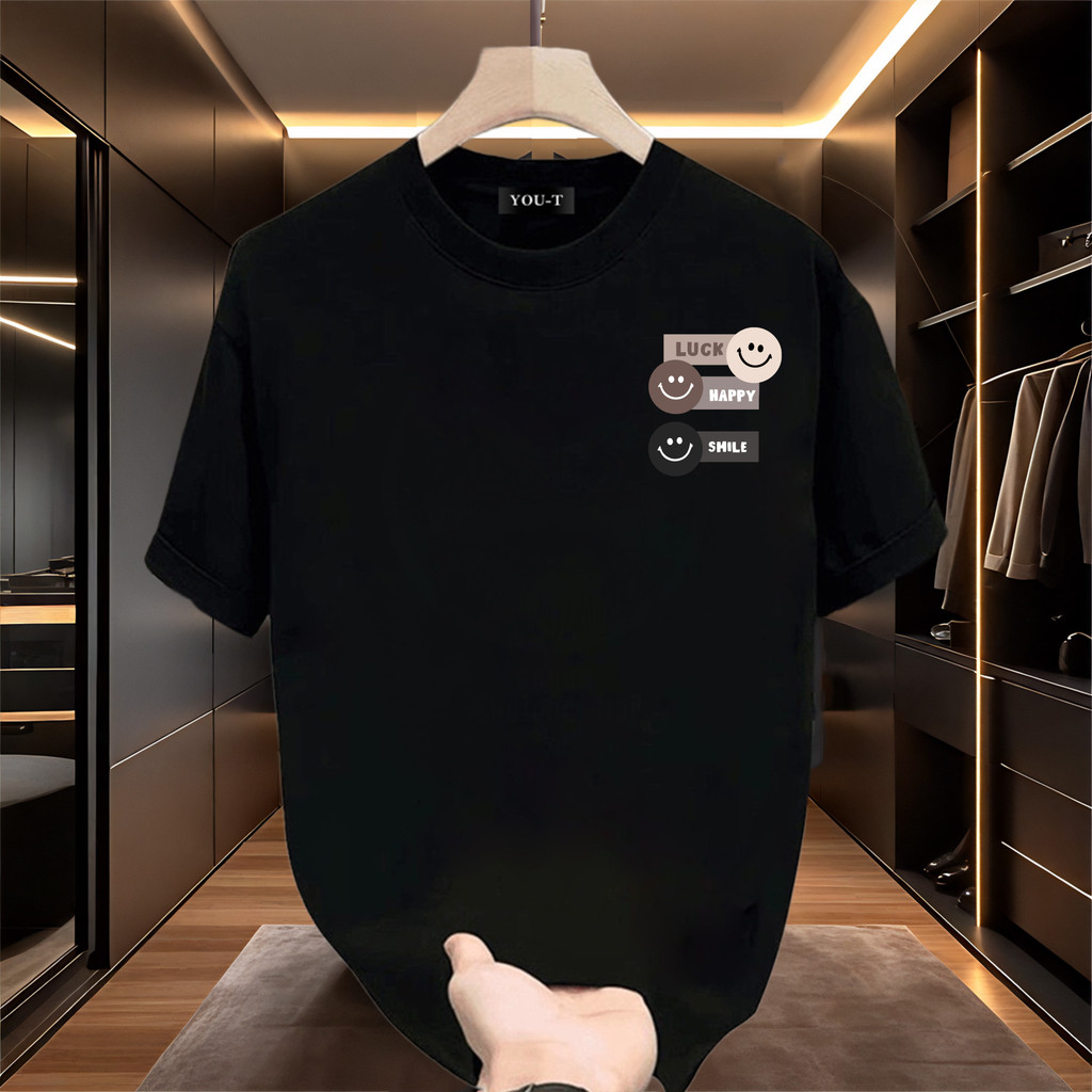 Basi💥เสื้อแฟชั่น เสื้อยืด oversize ผ้าฝ้าย100% แนวสตรีท ไม่ต้องรีดผ้า สวมใส่สบาย ผ้านิ่ม  ลาย  "LUCK"