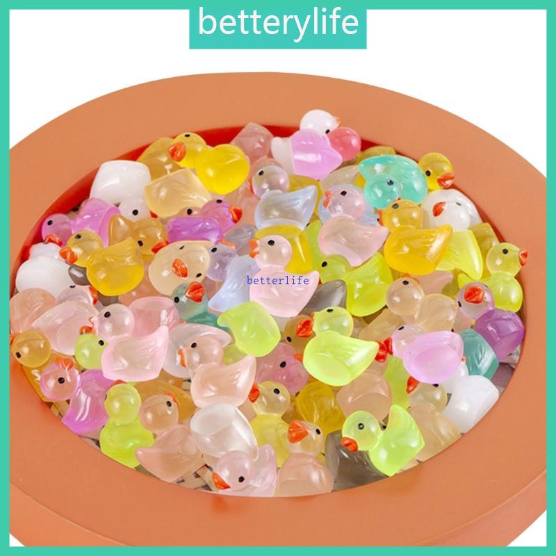 BTF 100 ชิ้นเรืองแสงใน Dark Miniature Ducks ตุ๊กตาสําหรับตกแต่งบ้านและอุปกรณ์สวนคละสี