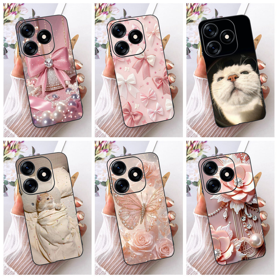 สําหรับ Tecno Spark 10 10C KI5q KI5k KI5m ใหม่ Elegant ดอกไม้แมวภาพวาดปลอก Spark10 Spark10C ซิลิโคนส