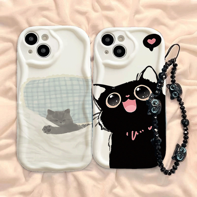 Kawaii แมวดําสําหรับ VOVO V60 Lite V50 V40 Lite V30 V3E V29 V29E V27 V27E V25 V23 V23E V21E 5G ปลอกน