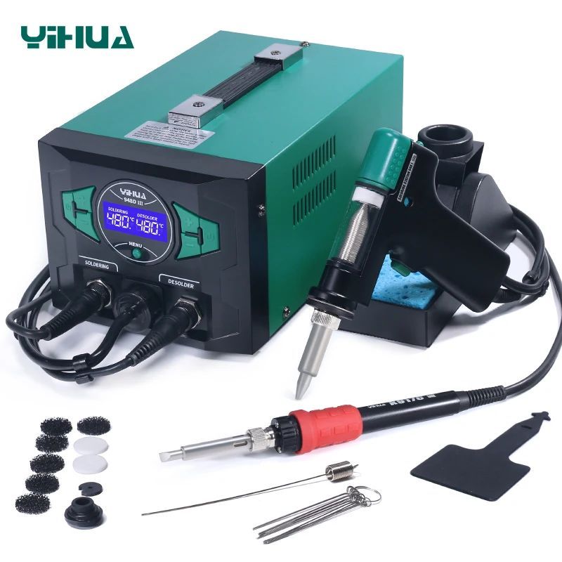 ใหม่ YIHUA 948D-III 3 in 1 Desoldering Rework 110W หัวแร้งเครื่องมือเชื่อม Solder ดูดสูญญากาศ Desold