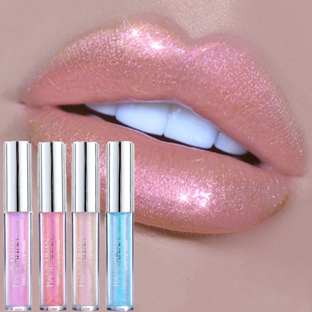 Laser Holographic Lip Gloss Liquid ลิปสติก Mermaid Pigment Long Lasting Glitter Lipgloss กันน้ํา Metallic Lip แต่งหน้า