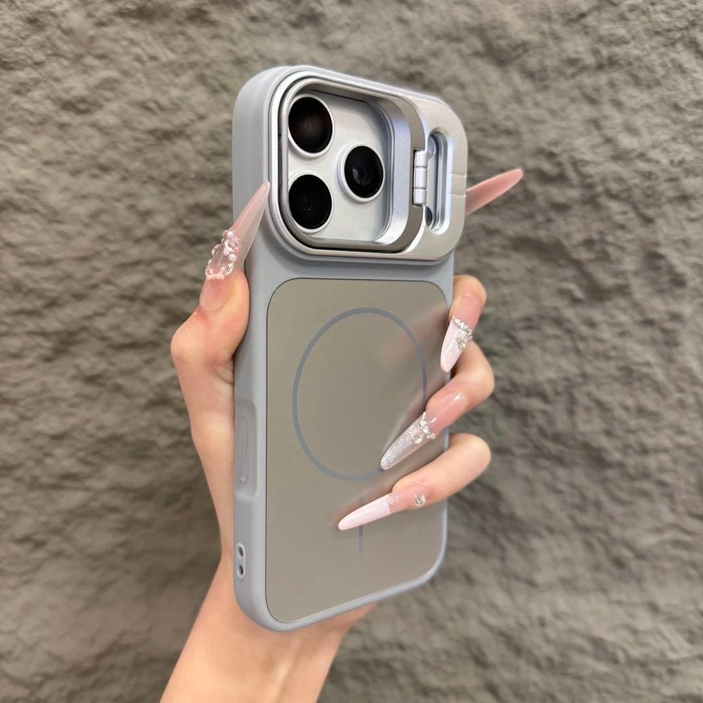 Frosted กรอบเลนส์แม่เหล็กวงเล็บโทรศัพท์มือถือสําหรับ iPhone17 16 15 14 13 12 11 Pro Max Anti-Shock กล้องป้องกัน Anti-Drop Hard ฝาหลัง
