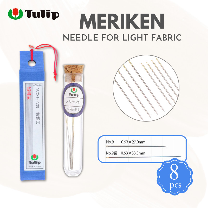 TULIP MERIKEN Needles No. 9/Long No. 9 for Light Fabric, 4 Pieces each THN-071, Japan Craft, DIY, Se