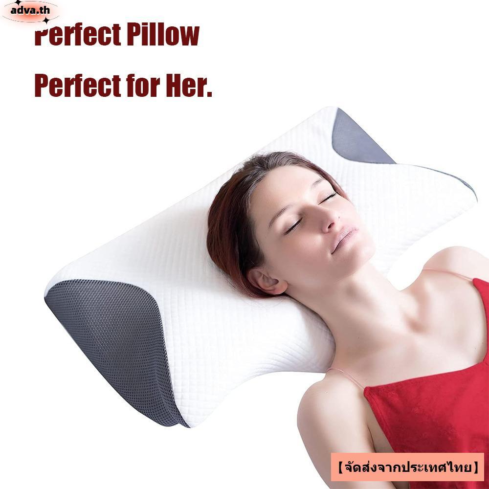 หมอนเมมโมรี่โฟม ADVA, หมอนรองคอตามหลักสรีระศาสตร์ 2 in 1, หมอนรองคอเด้งช้านุ่มรองรับหมอนปากมดลูกอุปกรณ์ภายในบ้าน