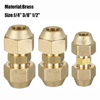 ข้อต่อต่อท่อ SUTEE, 1/2 "1/4 "3/8" ขั้วต่อทองแดงตรง, พร้อมถั่ว Flare อุปกรณ์ HVAC เครื่องทําความเย็นเครื่องปรับอากาศ
