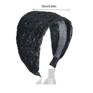 MUNDA ลูกไม้ตาข่ายผม Band, Headwear ลื่นกว้างด้านข้างผม Hoop, Elegant อุปกรณ์เสริมผมยืดหยุ่น Hollow ผู้หญิงลูกไม้ Hairbands สําหรับผู้หญิงสาว