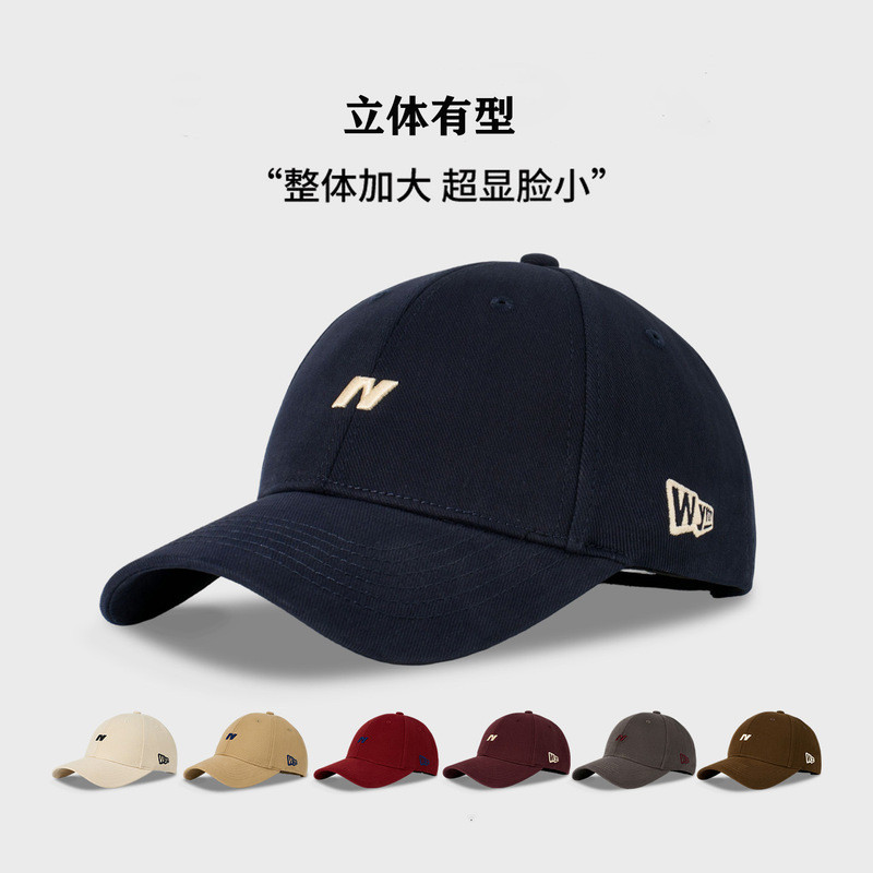 หมวกเบสบอลสไตล์ใหม่ N Letter แบบ Hard Top สำหรับทั้งผู้ชายและผู้หญิง ไซส์ใหญ่ เสริมให้หน้าเด็ก